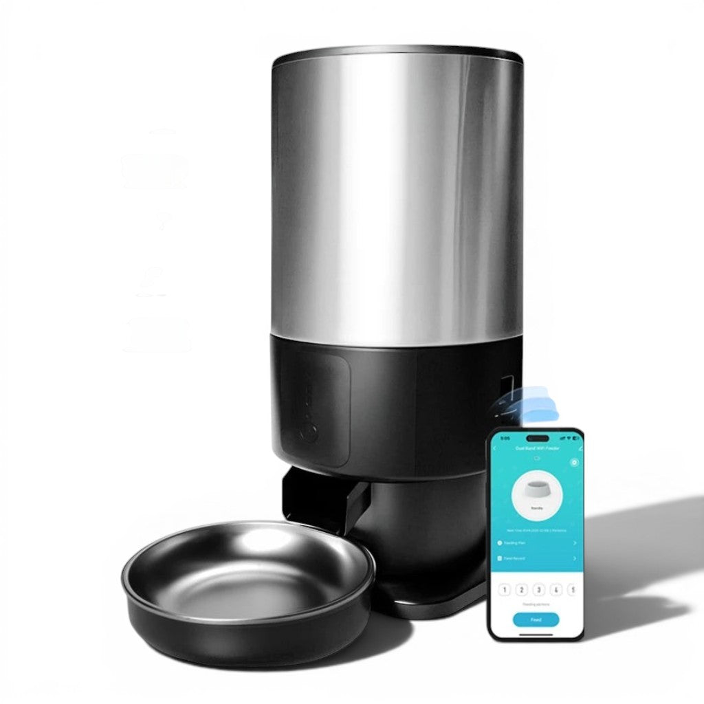 Distributeur automatique de croquettes Esprit Chat en acier inoxydable avec contrôle via application mobile