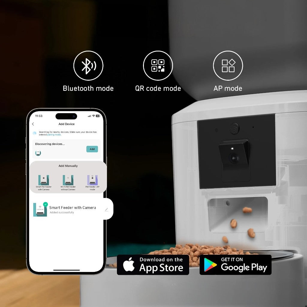 Distributeur automatique de croquettes Esprit Chat avec caméra HD, contrôle via application mobile et connectivité Wi-Fi