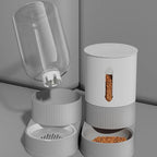 Distributeur de croquettes et eau par gravité Esprit Chat en plastique gris avec réservoirs transparents