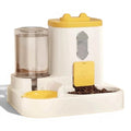 Distributeur Esprit Chat 2 en 1 automatique avec réservoir d'eau et de croquettes en plastique blanc et jaune
