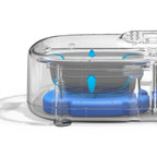 Distributeur de croquettes intelligent Esprit Chat en ABS transparent avec système de filtration bleu