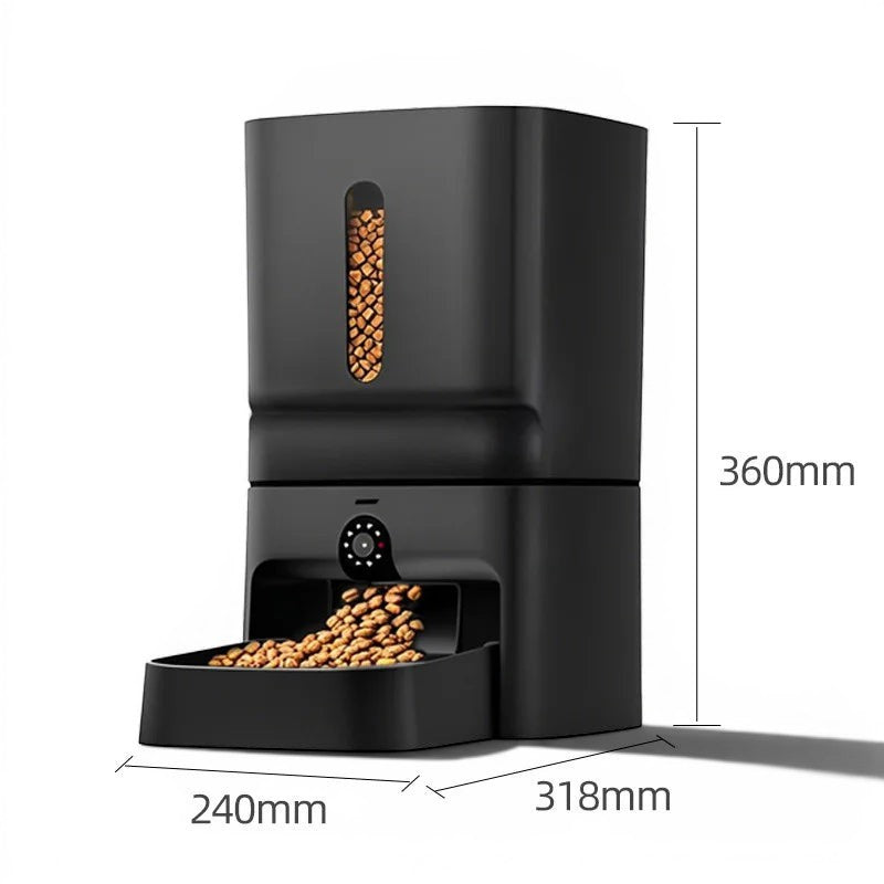 Distributeur automatique de croquettes Esprit Chat noir en plastique avec programmateur et fenêtre de niveau