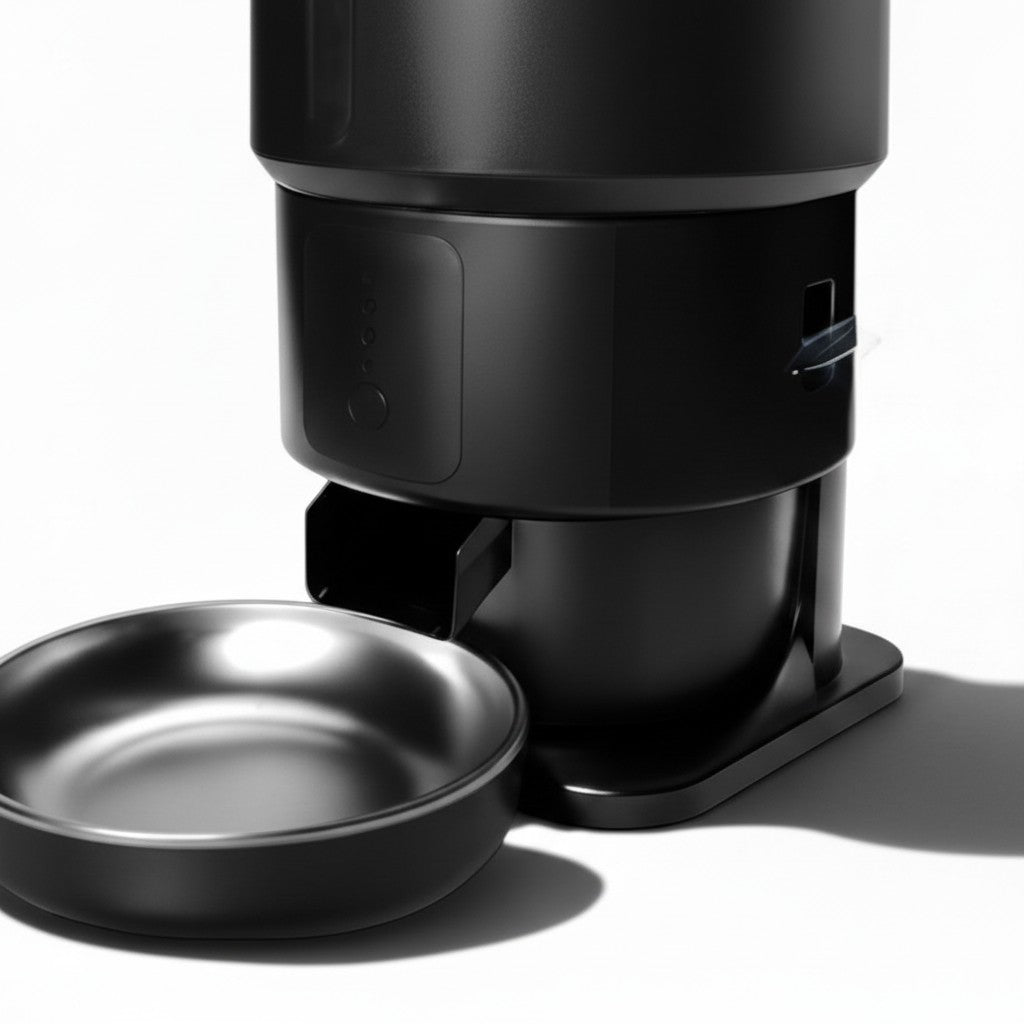Distributeur automatique de croquettes Esprit Chat noir avec bol en acier inoxydable pour chat
