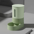 Distributeur de croquettes par gravité Esprit Chat en plastique vert avec réservoir et gamelle intégrée