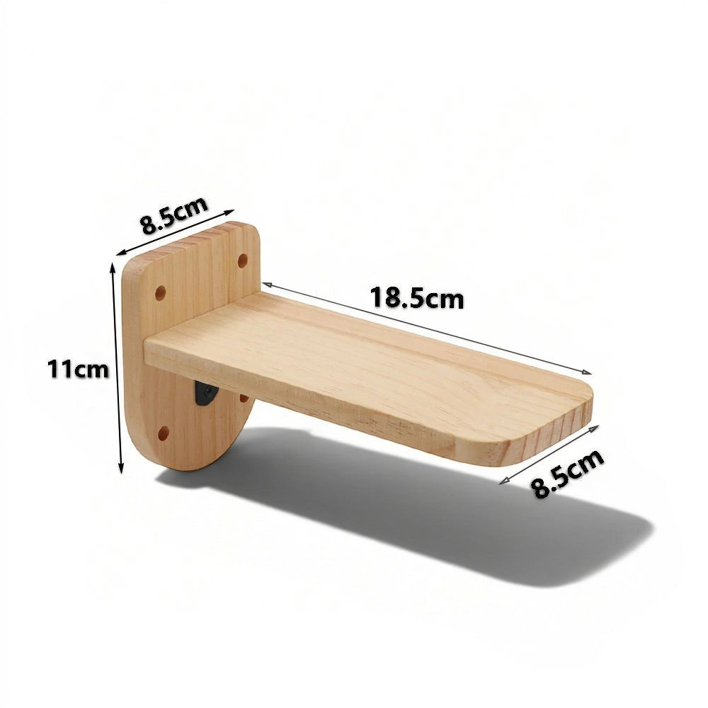 Étagère murale pour chat Esprit Chat en bois massif naturel, design minimaliste et robuste pour perchoir félin.