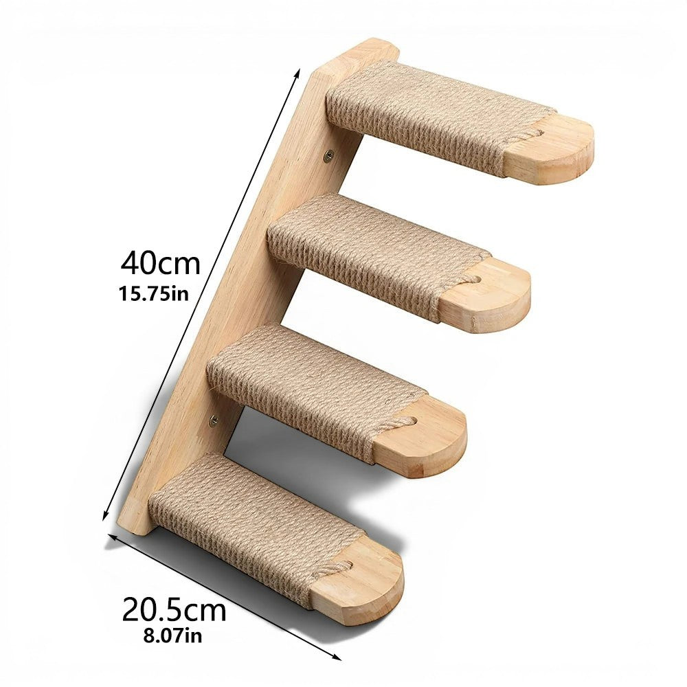 Étagère murale pour chat Esprit Chat en bois naturel avec marches en corde sisal pour grimper et se reposer