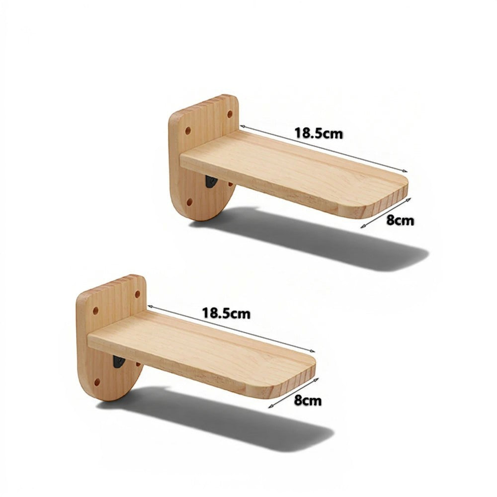 Étagère murale pour chat Esprit Chat en bois naturel, design minimaliste et robuste pour perchoir félin.