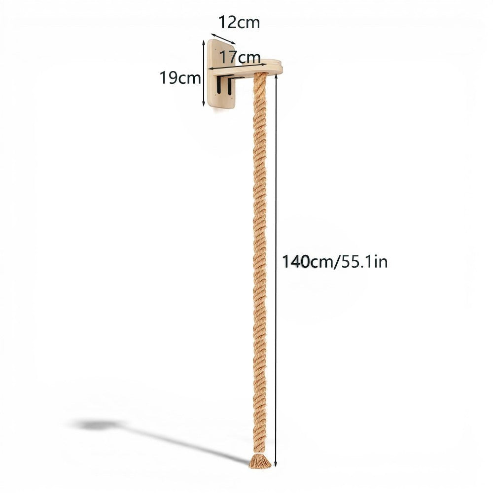 Étagère murale Esprit Chat en bois avec corde de sisal suspendue pour escalade et repos de chat