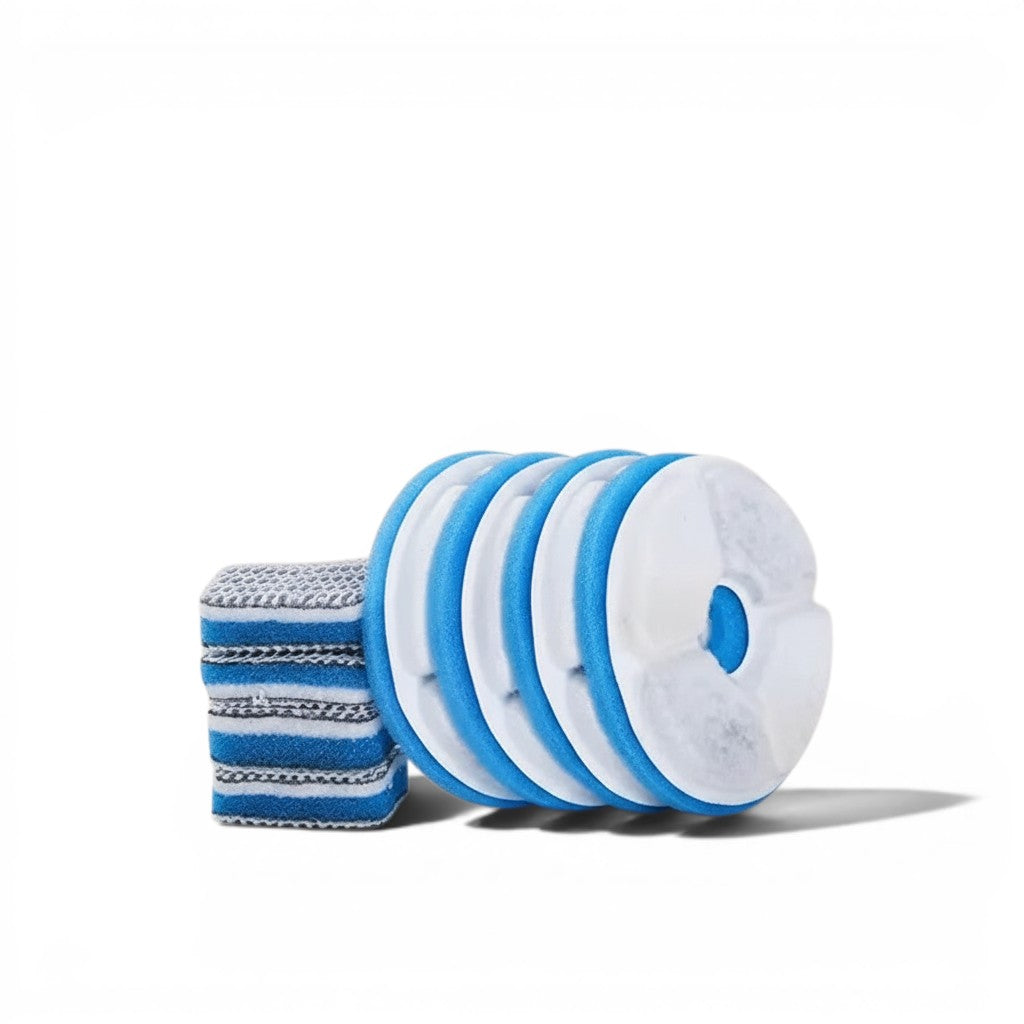 Esprit Chat lot de 4 filtres bleus et blancs pour fontaine à eau pour chat, en éponge et maille.