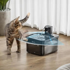 Fontaine à eau sans fil Esprit Chat en acier inoxydable avec capteur de mouvement pour chat