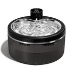 Fontaine à eau silencieuse en acier inoxydable noir pour chats LABEKA avec capteur de mouvement et filtration multiple.