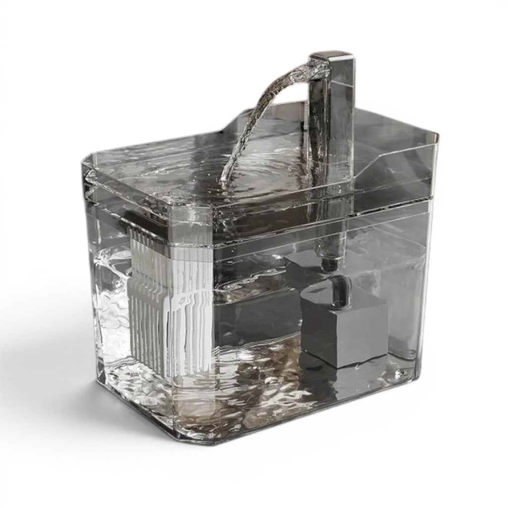 Fontaine à eau pour chat Esprit Chat en plastique transparent avec 3 débits d'eau, 1.5L