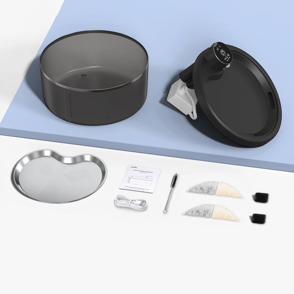 Fontaine à eau silencieuse en acier inoxydable LABEKA pour chat, avec capteur de mouvement et batterie 4000mAh.