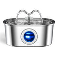 Fontaine à eau en acier inoxydable pour chat Esprit Chat avec LED bleue, 3,2 L, filtration double, silencieuse.