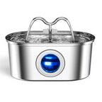 Fontaine à eau en acier inoxydable pour chat Esprit Chat avec LED bleue, 3,2 L, filtration double, silencieuse.