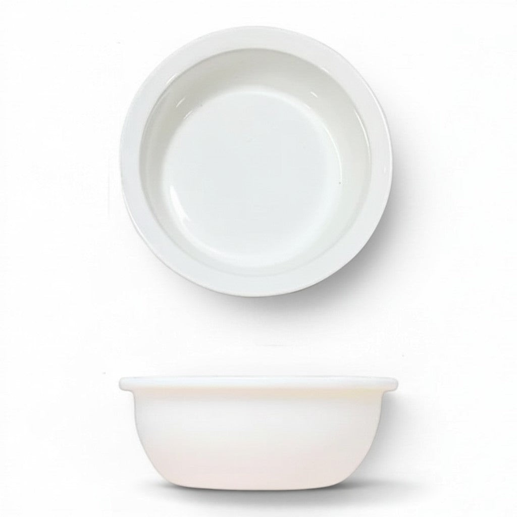 Gamelle Esprit Chat ronde en céramique blanche pour chat avec dimensions indiquées