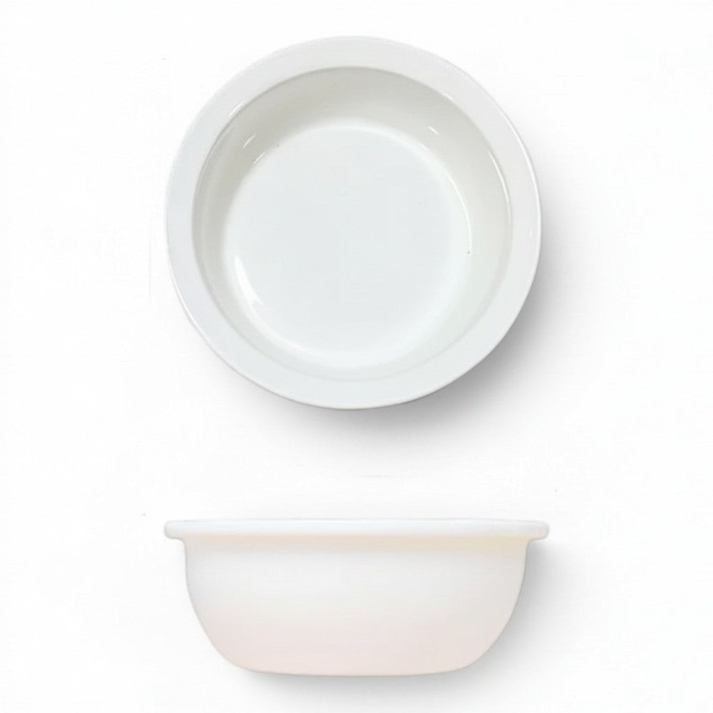 Gamelle Esprit Chat ronde en céramique blanche pour chat avec dimensions indiquées