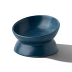 Gamelle inclinée Esprit Chat en céramique bleu foncé pour chat, design ergonomique surélevé et arrondi
