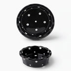 Gamelle Esprit Chat ronde en céramique noire à pois blancs pour chat