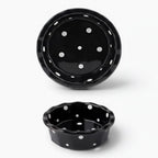 Gamelle Esprit Chat ronde en céramique noire à pois blancs pour chat