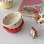 Gamelle Esprit Chat en céramique ronde avec des pois colorés, design ludique pour chat