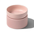 Gamelle Esprit Chat rose en céramique sur support surélevé strié pour chat