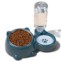 Gamelle Esprit Chat double avec bol en inox et distributeur d'eau automatique bleu pour chat