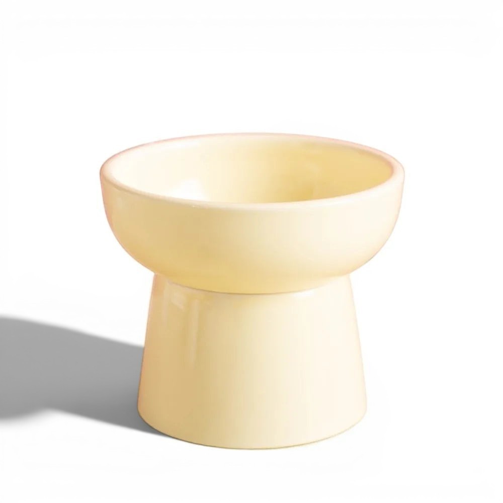 Gamelle surélevée pour chat Esprit Chat en céramique crème au design arrondi et ergonomique