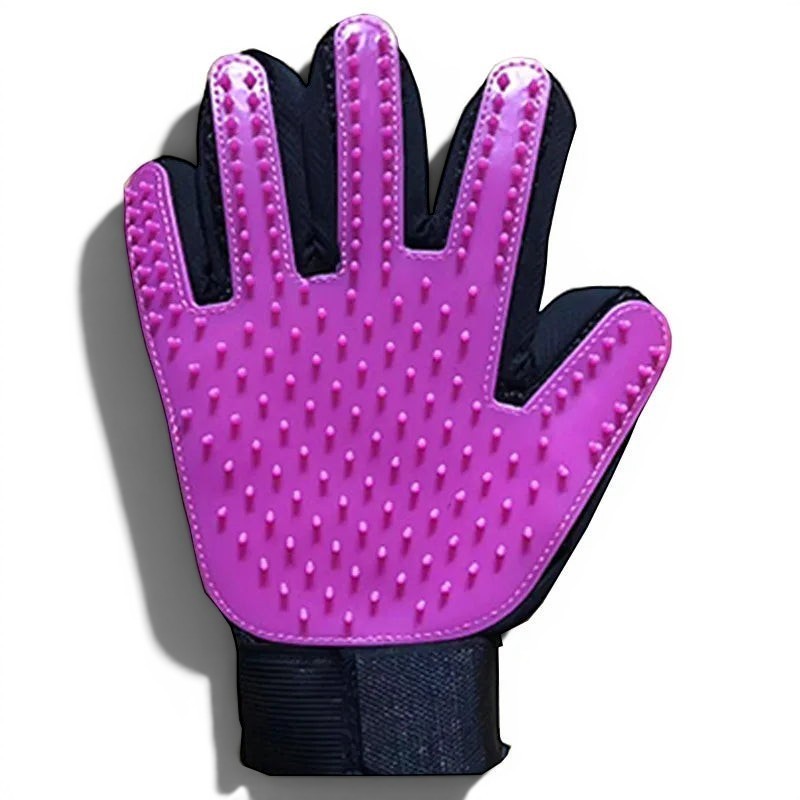 Gant de brossage Esprit Chat rose en TPR et maille pour masser et retirer les poils de votre chat
