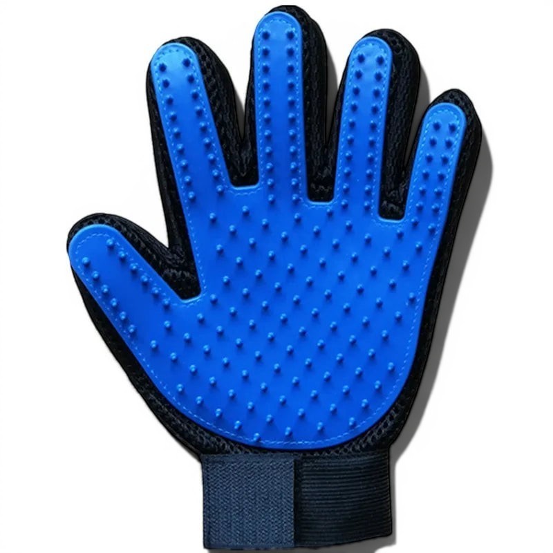Gant de toilettage Esprit Chat bleu avec picots en caoutchouc pour brosser et masser les poils de chat