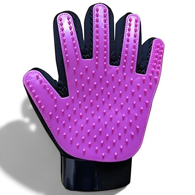 Gant de toilettage Esprit Chat rose en maille et caoutchouc pour brosser et masser les poils de chat