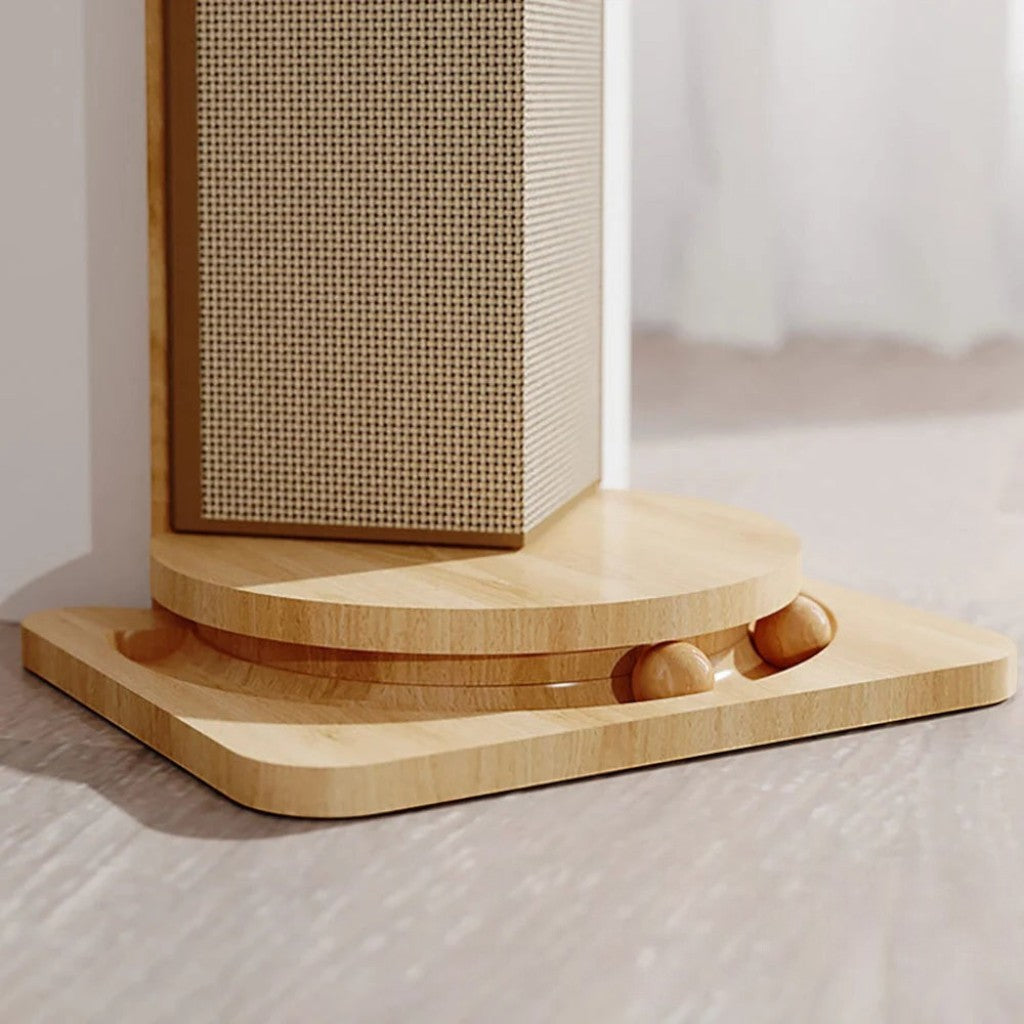 Griffoir d'angle Esprit Chat en bois et sisal, design minimaliste, 52x23x13.5cm