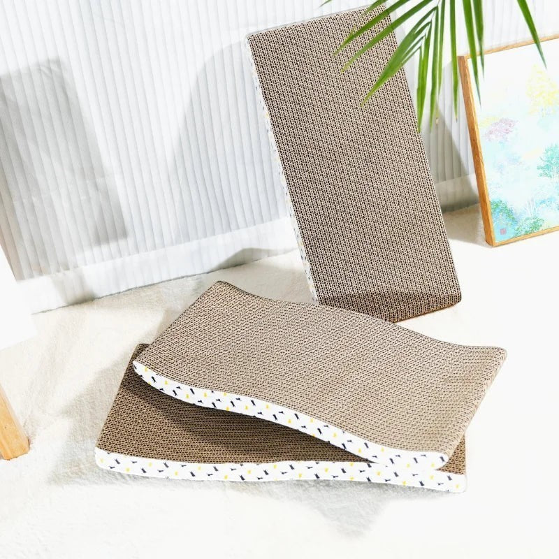 Esprit Chat griffoir double épaisseur en carton ondulé marron avec bordure décorative
