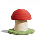 Griffoir pour chat Esprit Chat en forme de champignon avec corde en sisal rouge et beige sur une base verte