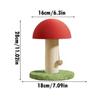 Griffoir pour chat Esprit Chat en forme de champignon avec corde en sisal rouge et beige sur base verte stable