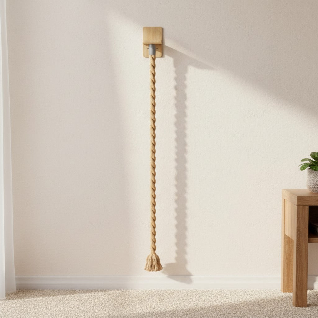 Griffoir en corde de chanvre naturel pour chat, fixation murale en bois, Esprit Chat