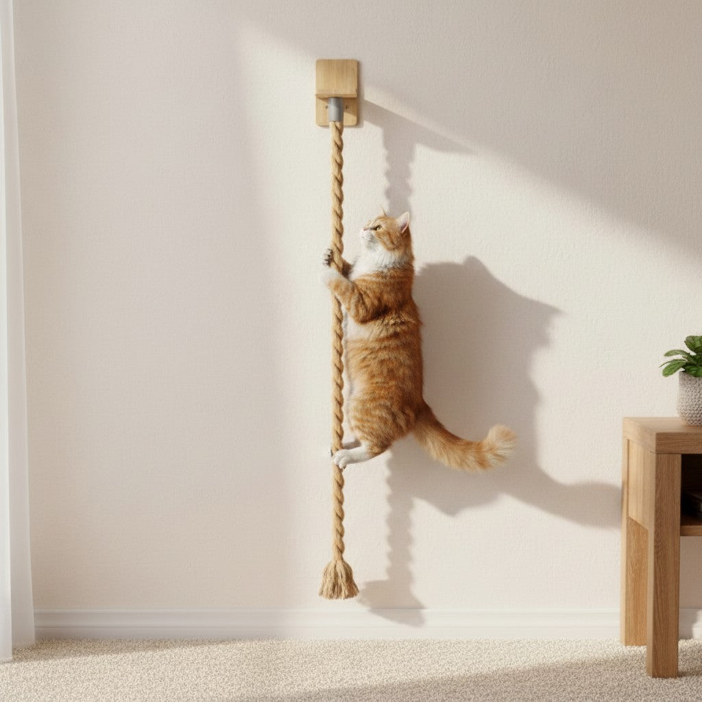 Esprit Chat griffoir en corde pour chat, fixation murale en bois, jouet d'escalade pour chat