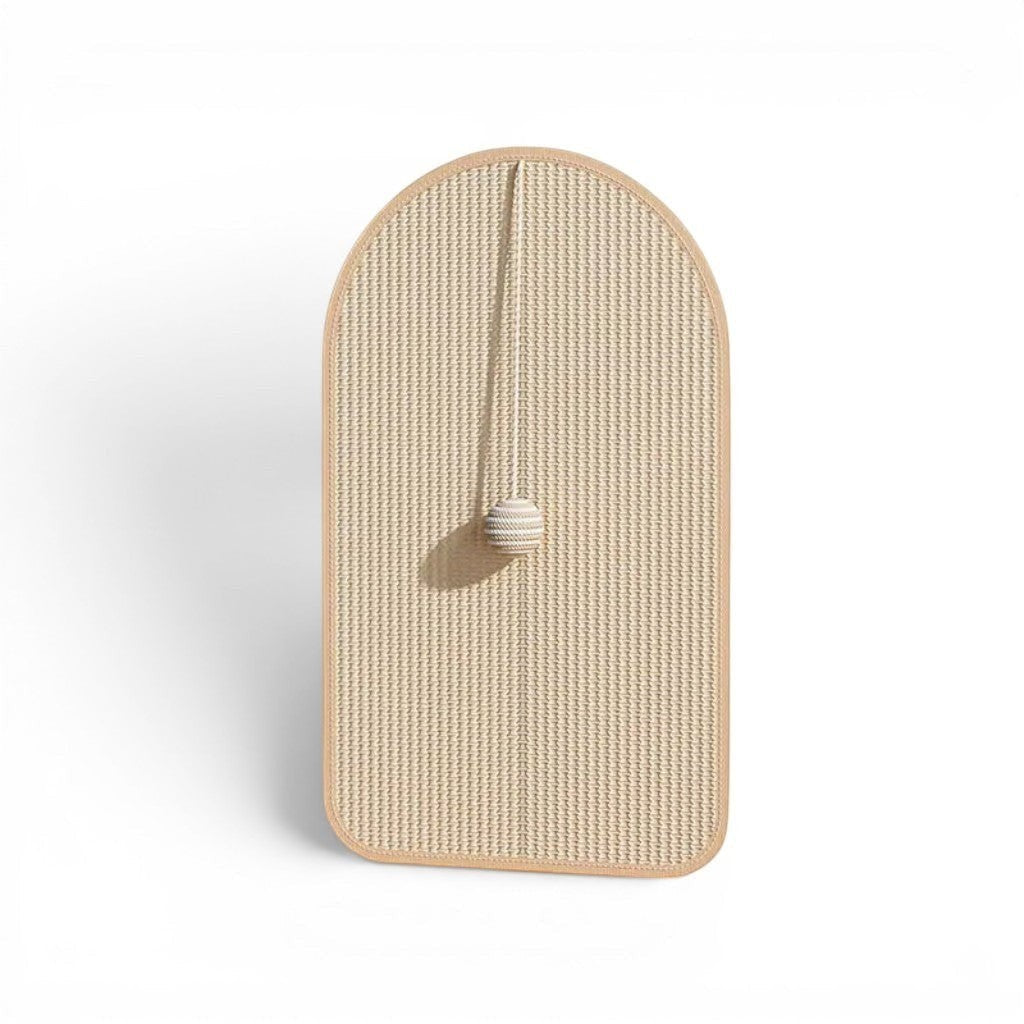 Griffoir mural Esprit Chat en bois avec balle suspendue, couleur naturelle