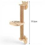Griffoir mural Esprit Chat en bois naturel avec poteau en sisal et plateforme pour chat