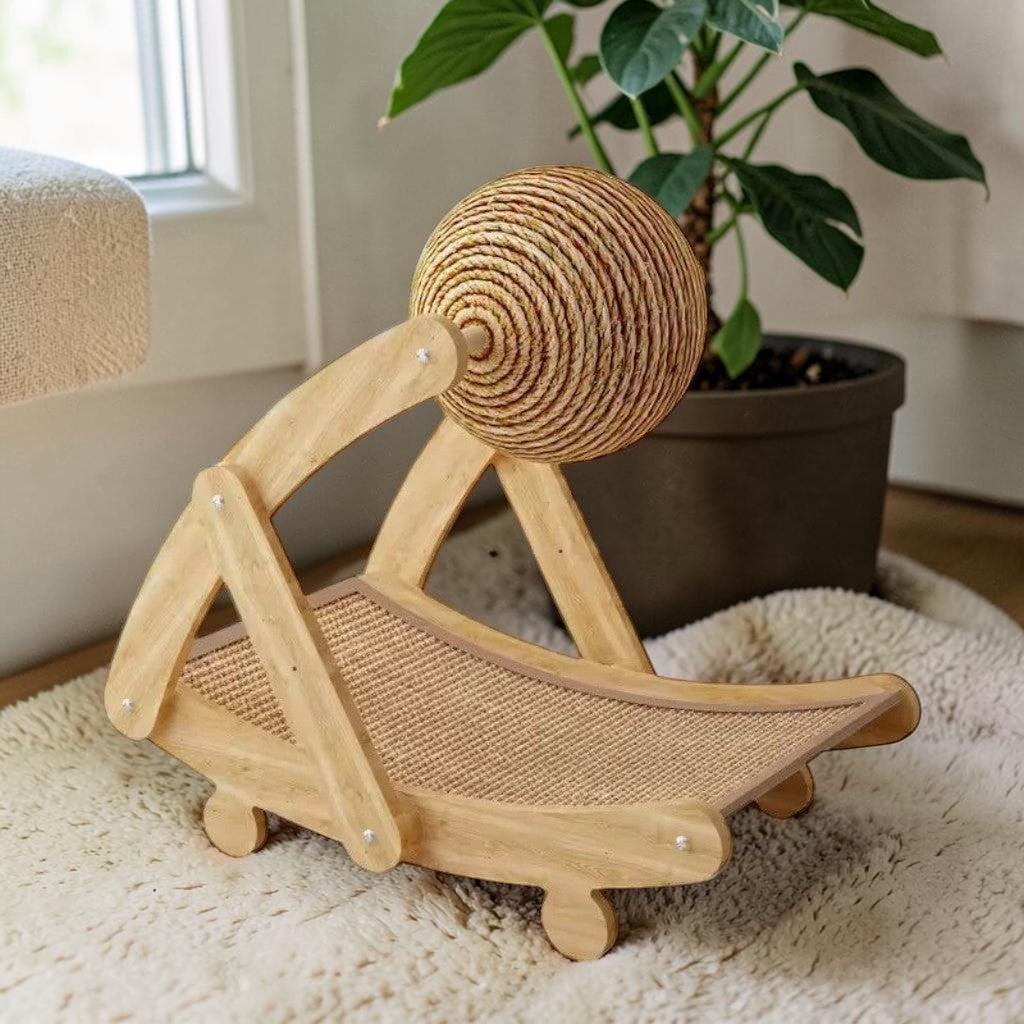 Esprit Chat griffoir pour chat en sisal avec balle, design incurvé pour le repos et le jeu