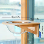 Hamac Esprit Chat en bois avec bulle transparente pour chat, fixation murale par ventouses sur fenêtre