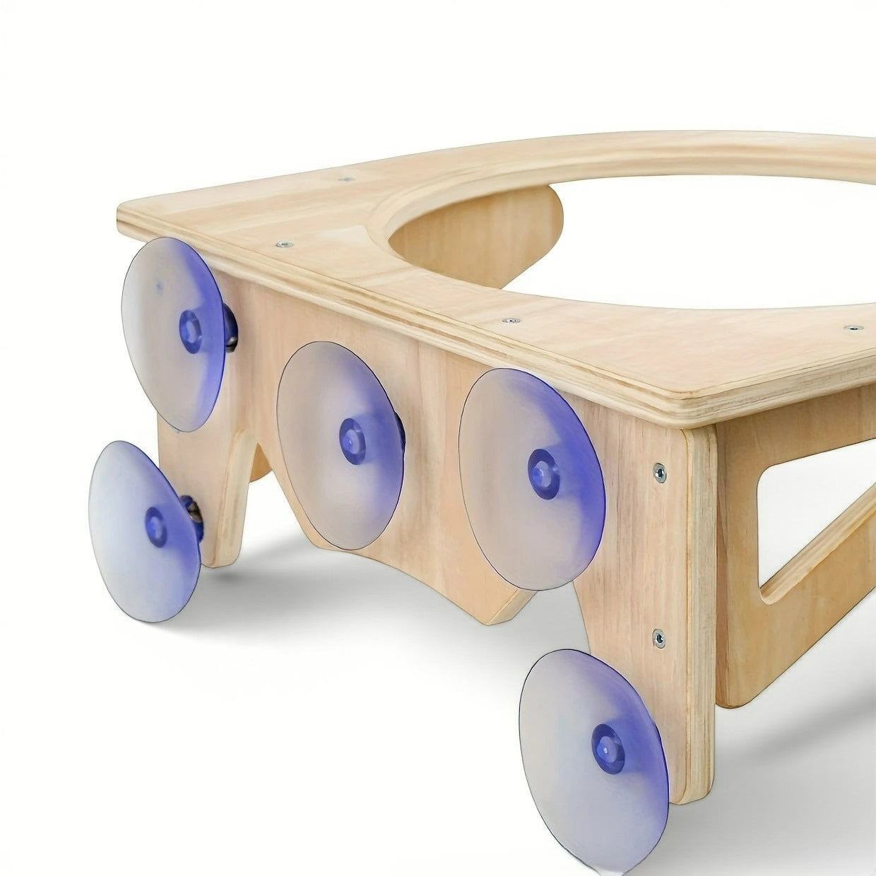Hamac pour chat Esprit Chat en bois clair avec ventouses bleues pour fixation sur vitre