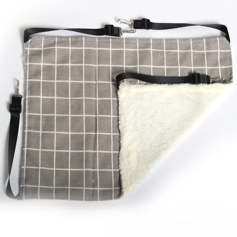 Toile pour hamac Esprit Chat grise à carreaux avec doublure en fourrure synthétique douce et sangles réglables