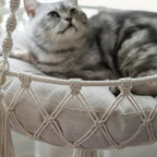 Hamac pour chat Esprit Chat en corde tressée beige avec coussin confortable pour un repos élégant et sécurisé