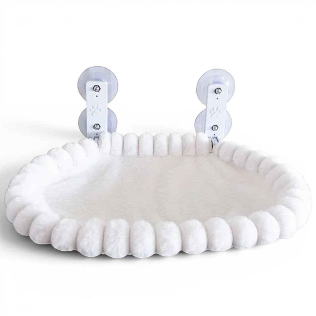 Hamac pour chat Esprit Chat blanc en peluche douce avec ventouses robustes pour fixation sur fenêtre