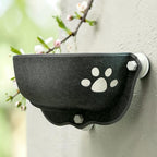 Hamac de fenêtre pour chat Esprit Chat en feutre gris foncé avec découpe en forme de patte et ventouses