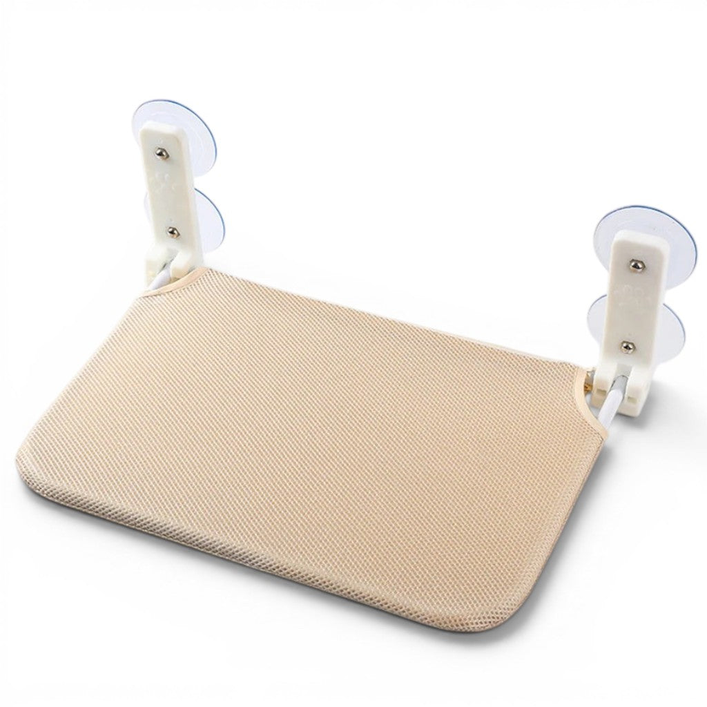 Hamac mural pour chat Esprit Chat en fibre beige respirante avec ventouses de fixation pour fenêtre