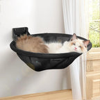 Hamac mural pour chat Esprit Chat en maille noire respirante, pliable et robuste, avec un chat Ragdoll installé dedans.