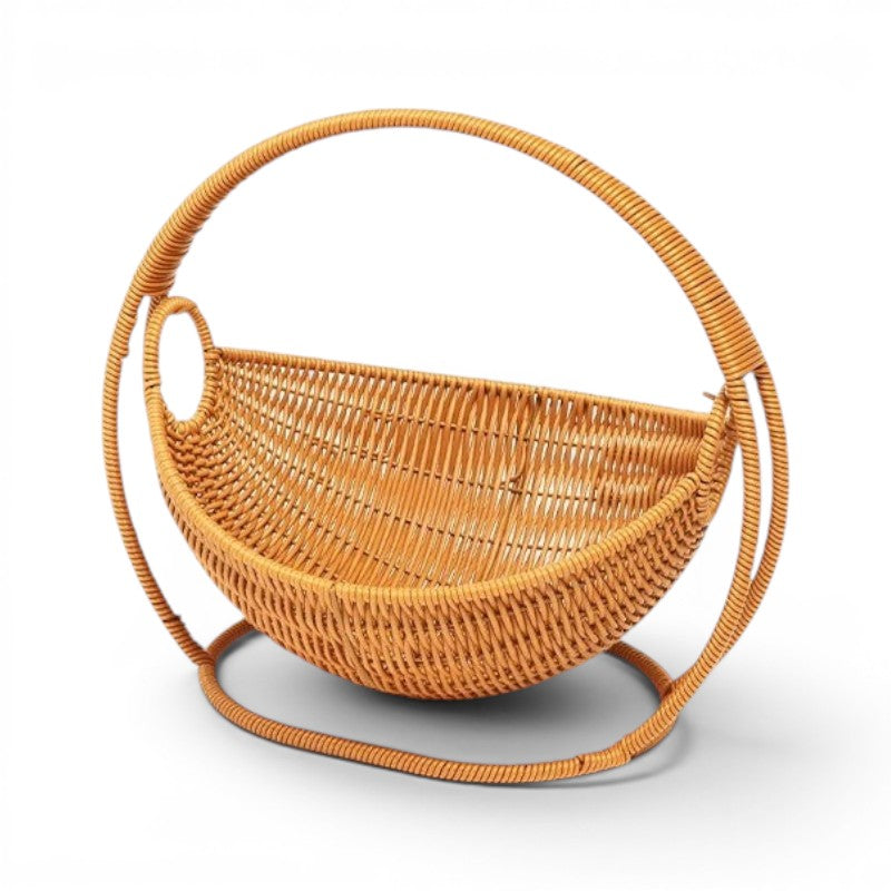 Hamac pour chat Esprit Chat en osier tressé naturel avec structure ronde sur pied pour un couchage confortable