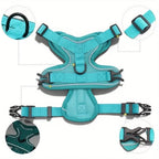 Harnais anti-fugue Esprit Chat bleu turquoise en polyester, avec boucles à dégagement rapide et bandes réfléchissantes.
